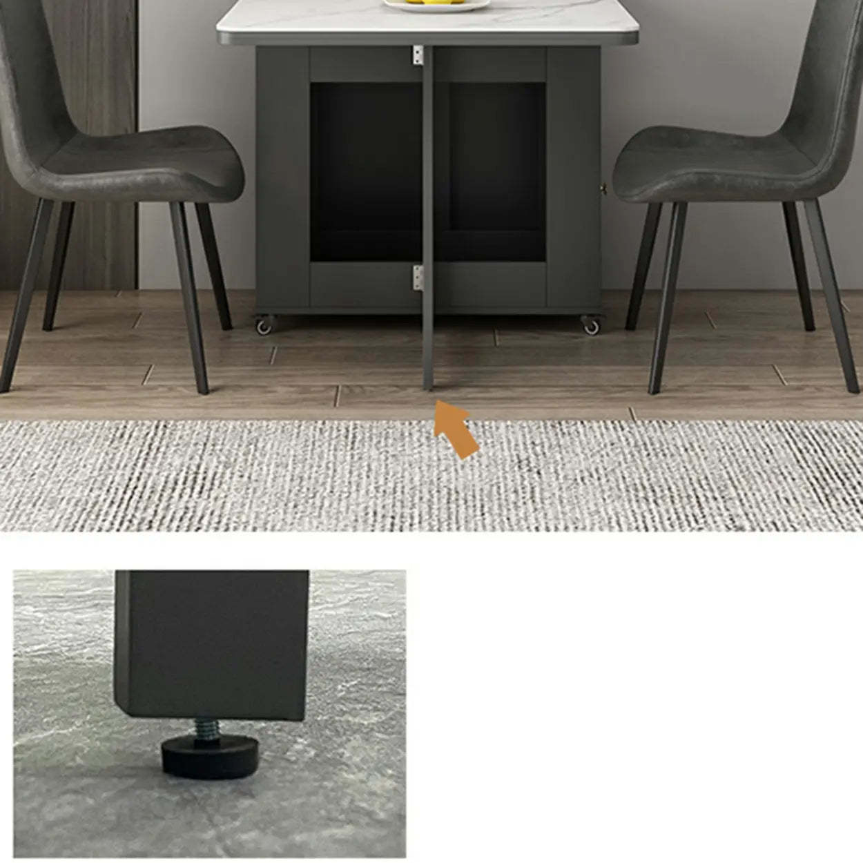 Modern Marble Storage Dining Table with Wheels