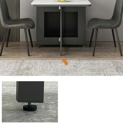 Modern Marble Storage Dining Table with Wheels