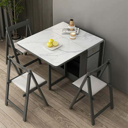 Modern Marble Storage Dining Table with Wheels