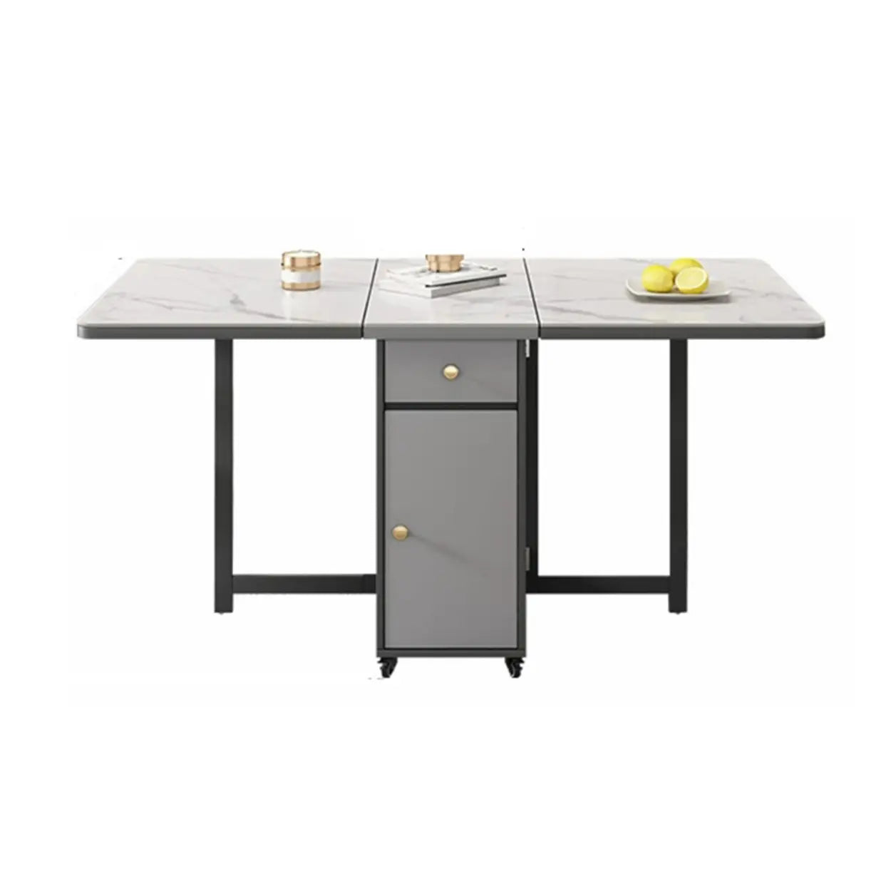 Modern Marble Storage Dining Table with Wheels