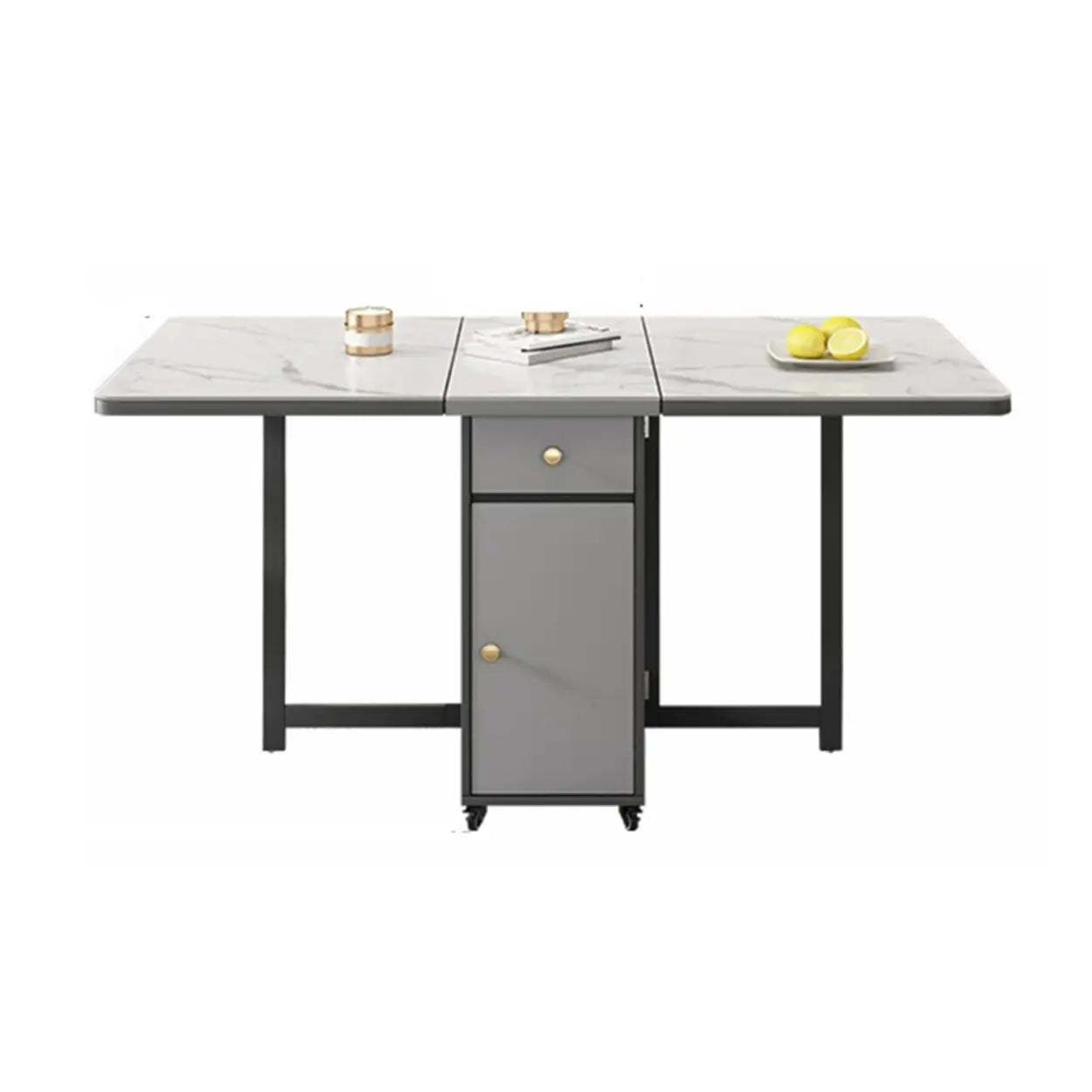 Modern Marble Storage Dining Table with Wheels