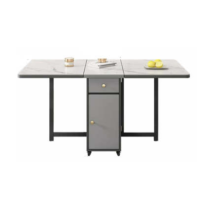 Modern Marble Storage Dining Table with Wheels