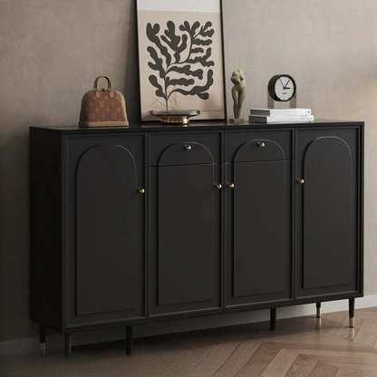 Modern Black Engineered Wood Large Hallway Shoe Cabinet