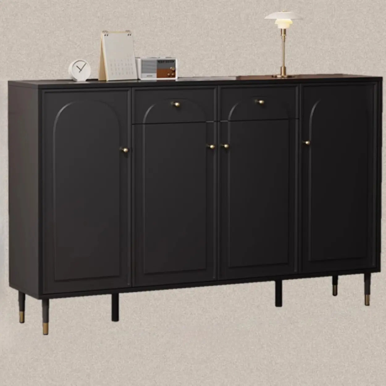 Modern Black Engineered Wood Large Hallway Shoe Cabinet