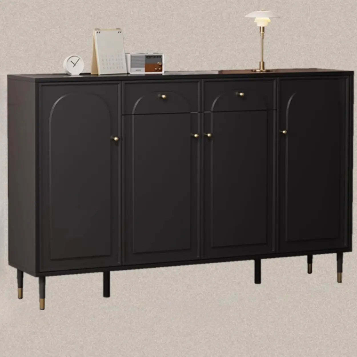 Modern Black Engineered Wood Large Hallway Shoe Cabinet