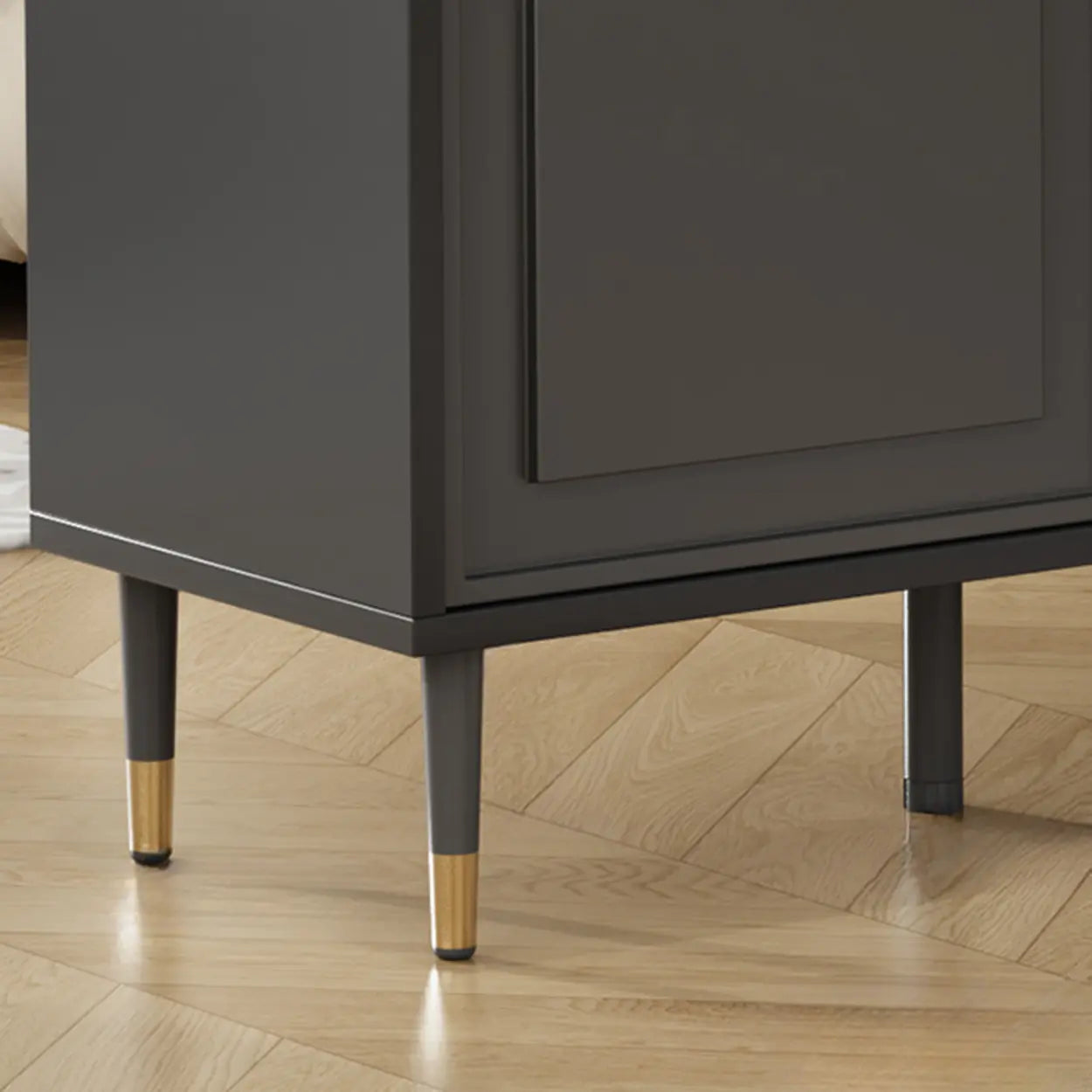 Modern Black Engineered Wood Large Hallway Shoe Cabinet