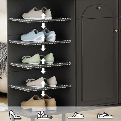 Modern Black Engineered Wood Large Hallway Shoe Cabinet