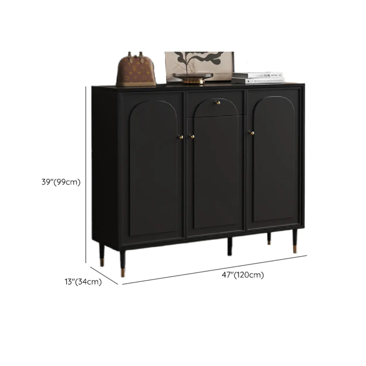 Modern Black Engineered Wood Large Hallway Shoe Cabinet