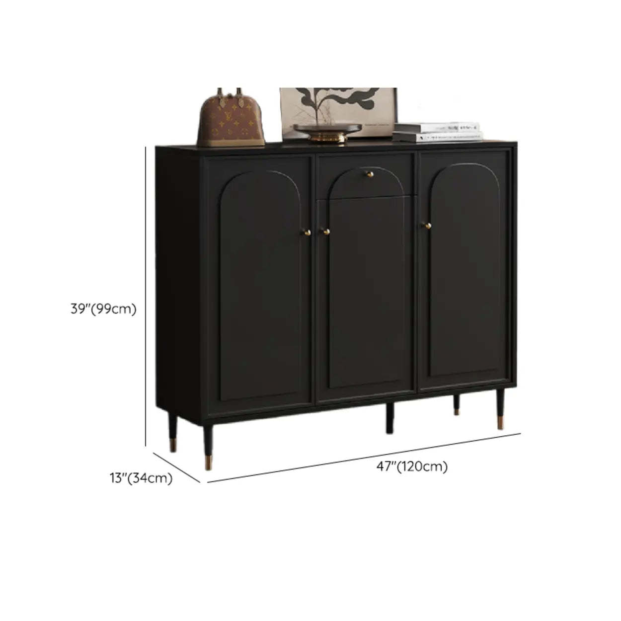 Modern Black Engineered Wood Large Hallway Shoe Cabinet
