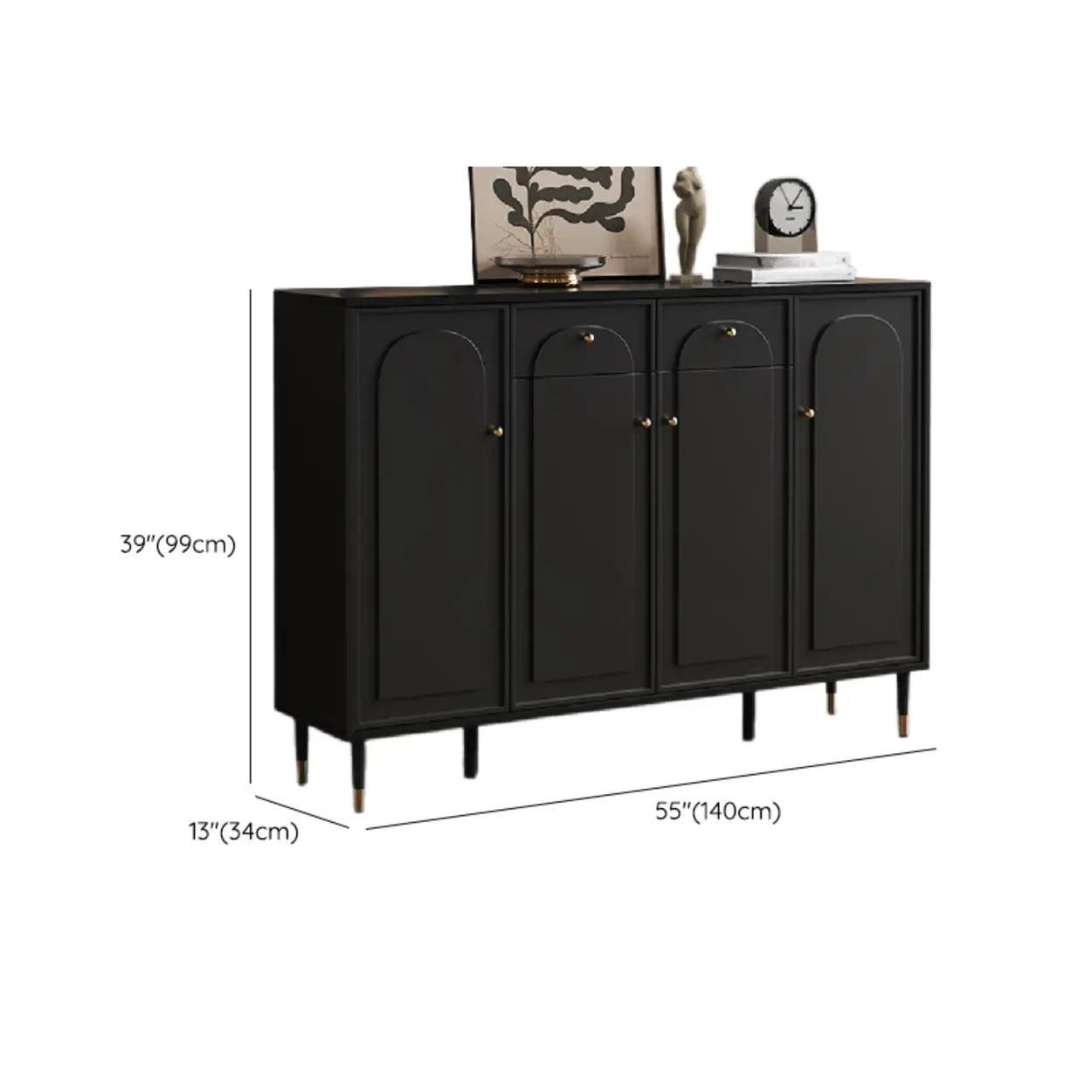 Modern Black Engineered Wood Large Hallway Shoe Cabinet