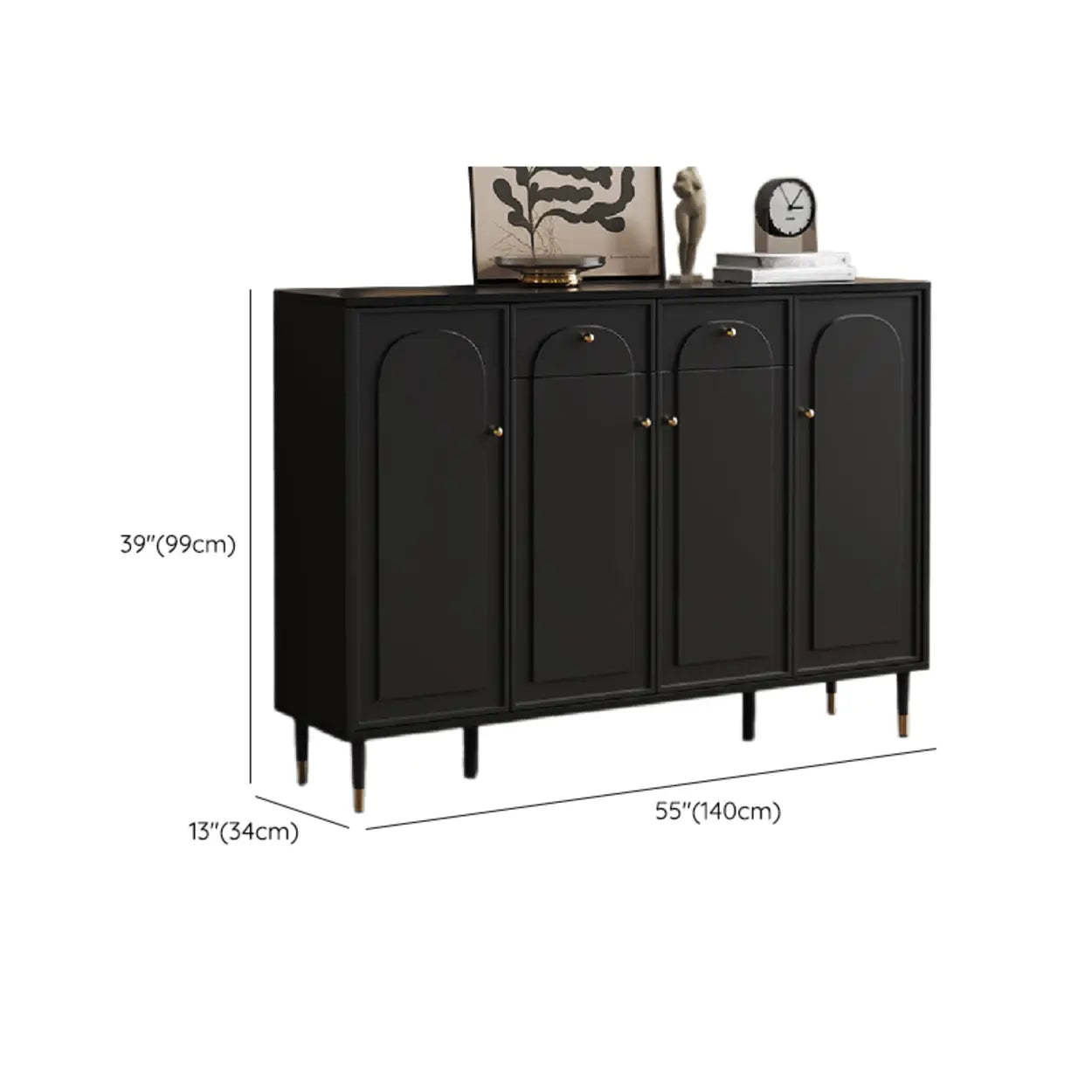 Modern Black Engineered Wood Large Hallway Shoe Cabinet