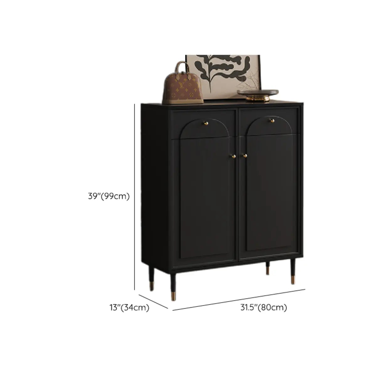 Modern Black Engineered Wood Large Hallway Shoe Cabinet