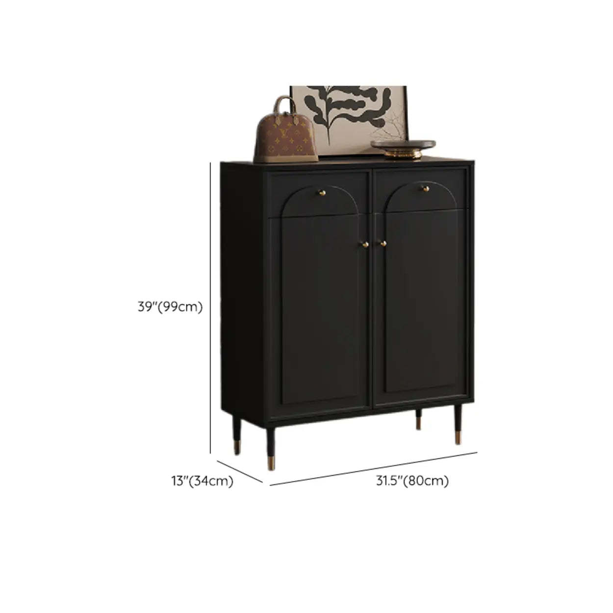 Modern Black Engineered Wood Large Hallway Shoe Cabinet
