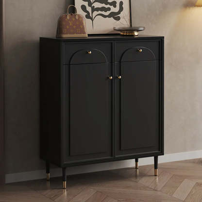 Modern Black Engineered Wood Large Hallway Shoe Cabinet