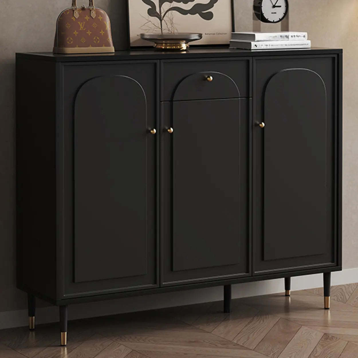 Modern large shoe black shoe storage, Lighom — 47" L x 13" W x 39" H