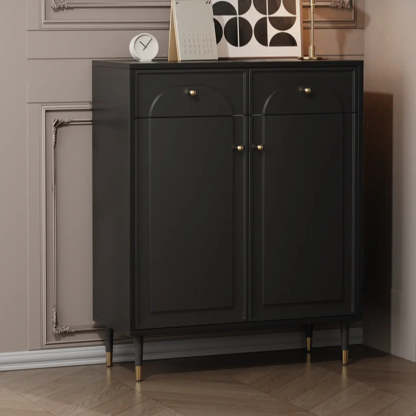 Modern Black Engineered Wood Large Hallway Shoe Cabinet