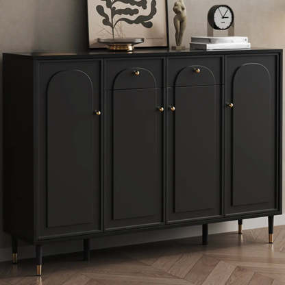 Modern Black Engineered Wood Large Hallway Shoe Cabinet