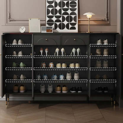 Modern Black Engineered Wood Large Hallway Shoe Cabinet