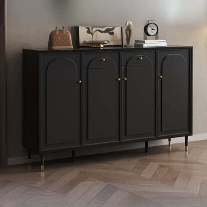 Modern Black Engineered Wood Large Hallway Shoe Cabinet