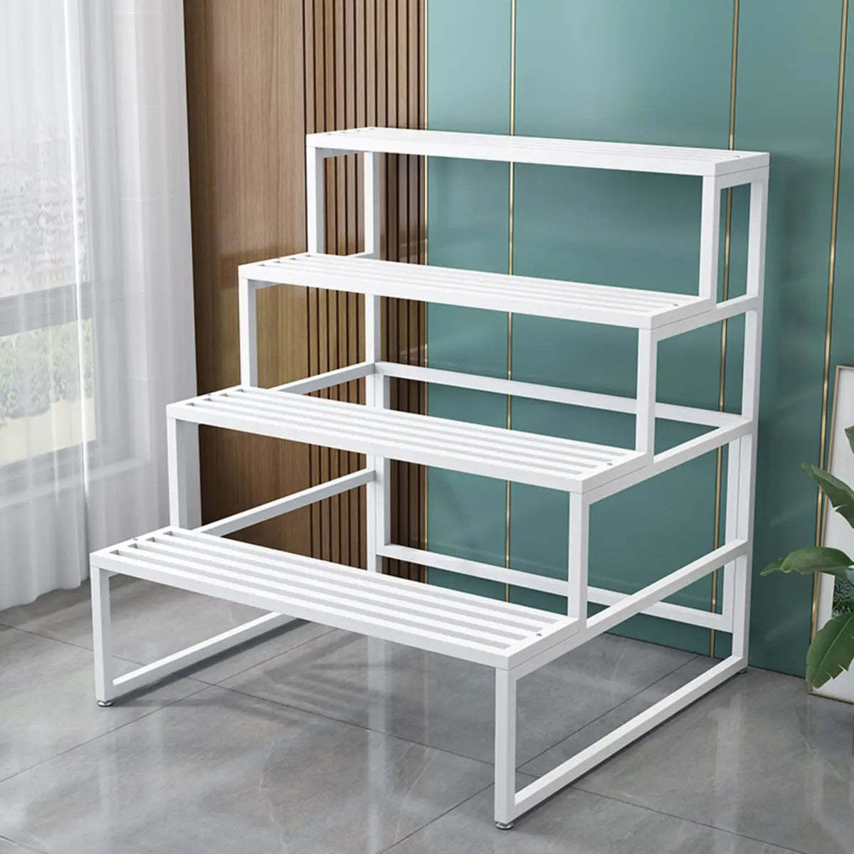 Modern Black Metal Rectangular Crate Plant Stand — Black