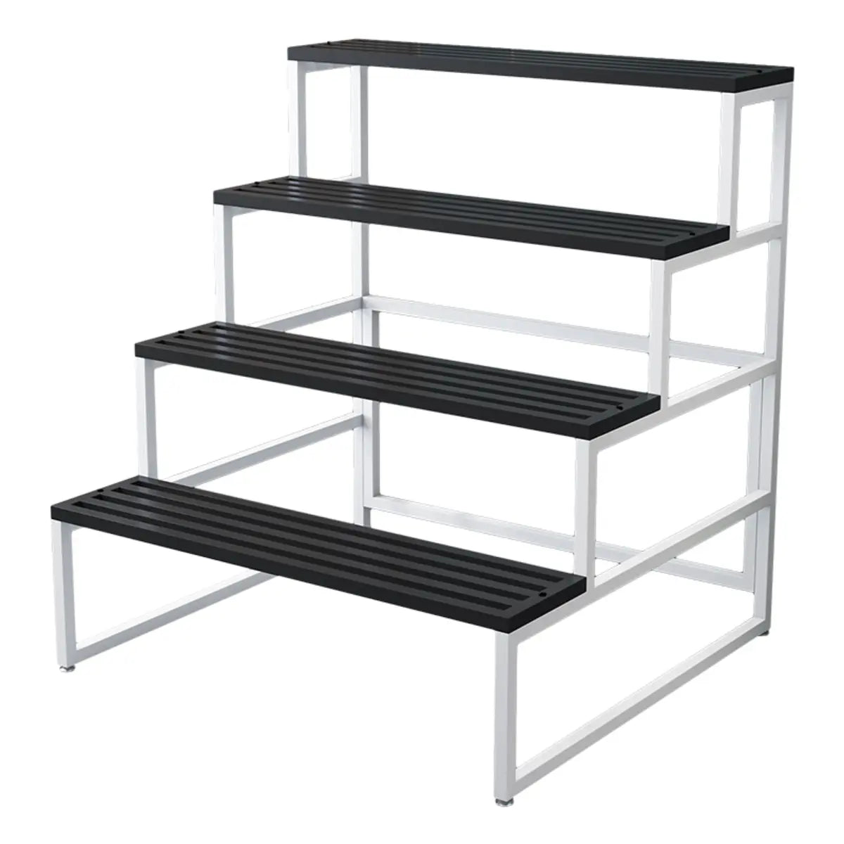 Modern Black Metal Rectangular Crate Plant Stand — White