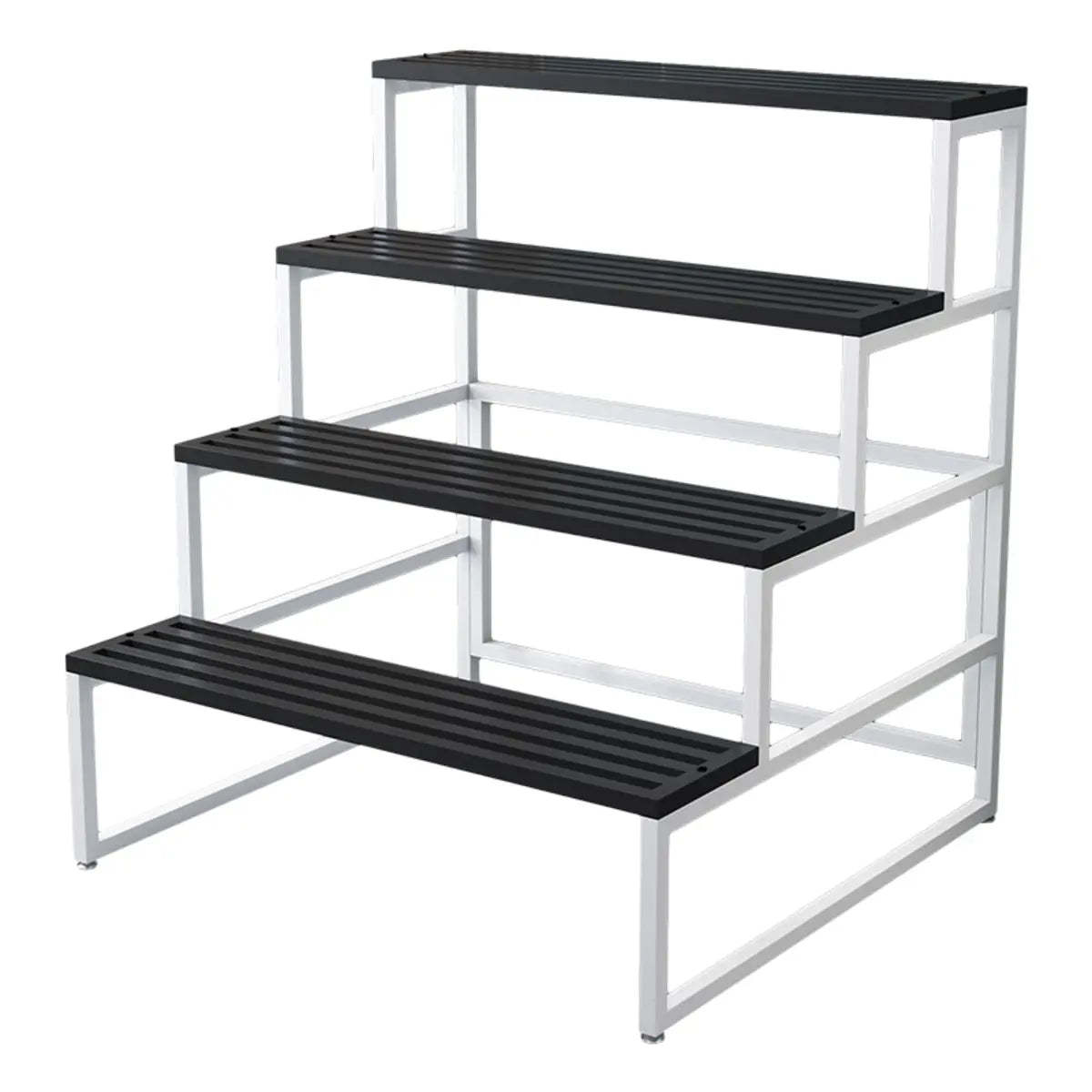 Modern Black Metal Rectangular Crate Plant Stand — White