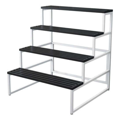 Modern Black Metal Rectangular Crate Plant Stand — White