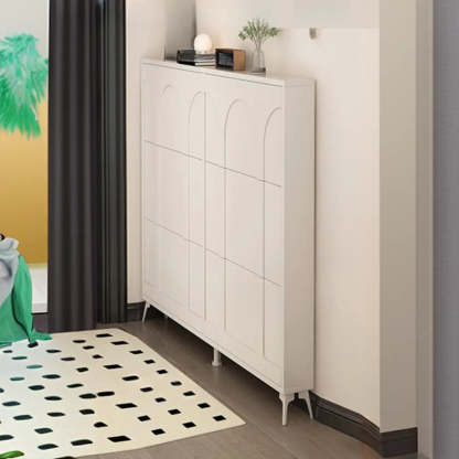 Modern Rectangular Metal Black Shoe Cabinet — White