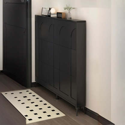 Modern Rectangular Metal Black Shoe Cabinet — White