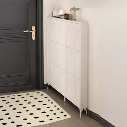 Modern Rectangular Metal Black Shoe Cabinet — Black