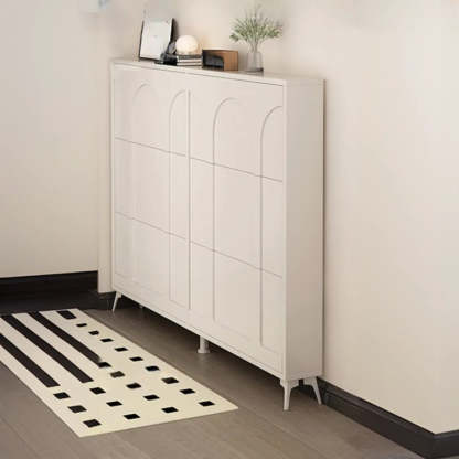 Modern Rectangular Metal Black Shoe Cabinet — White