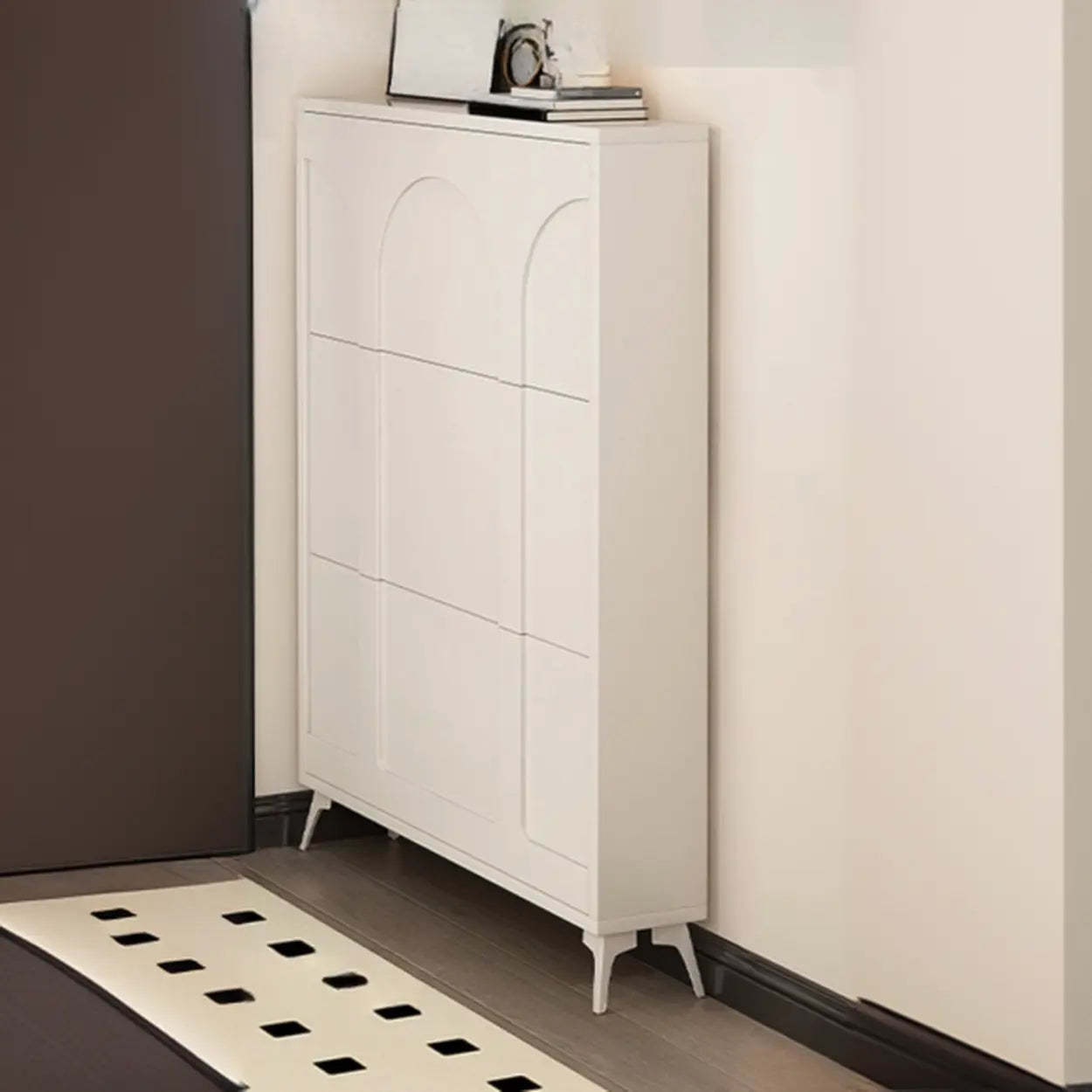 Modern Rectangular Metal Black Shoe Cabinet — Black