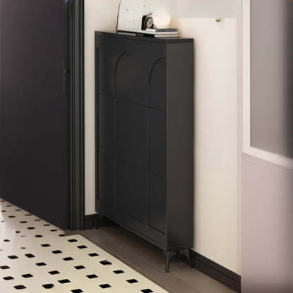 Modern Rectangular Metal Black Shoe Cabinet — White