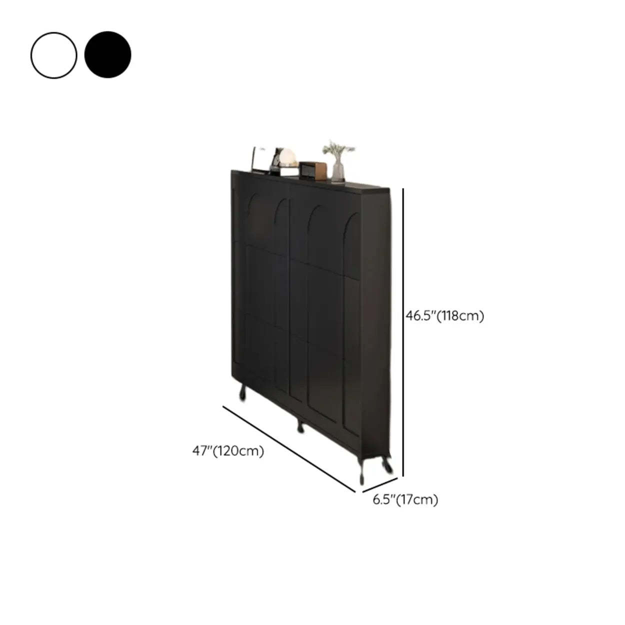 Modern Rectangular Metal Black Shoe Cabinet