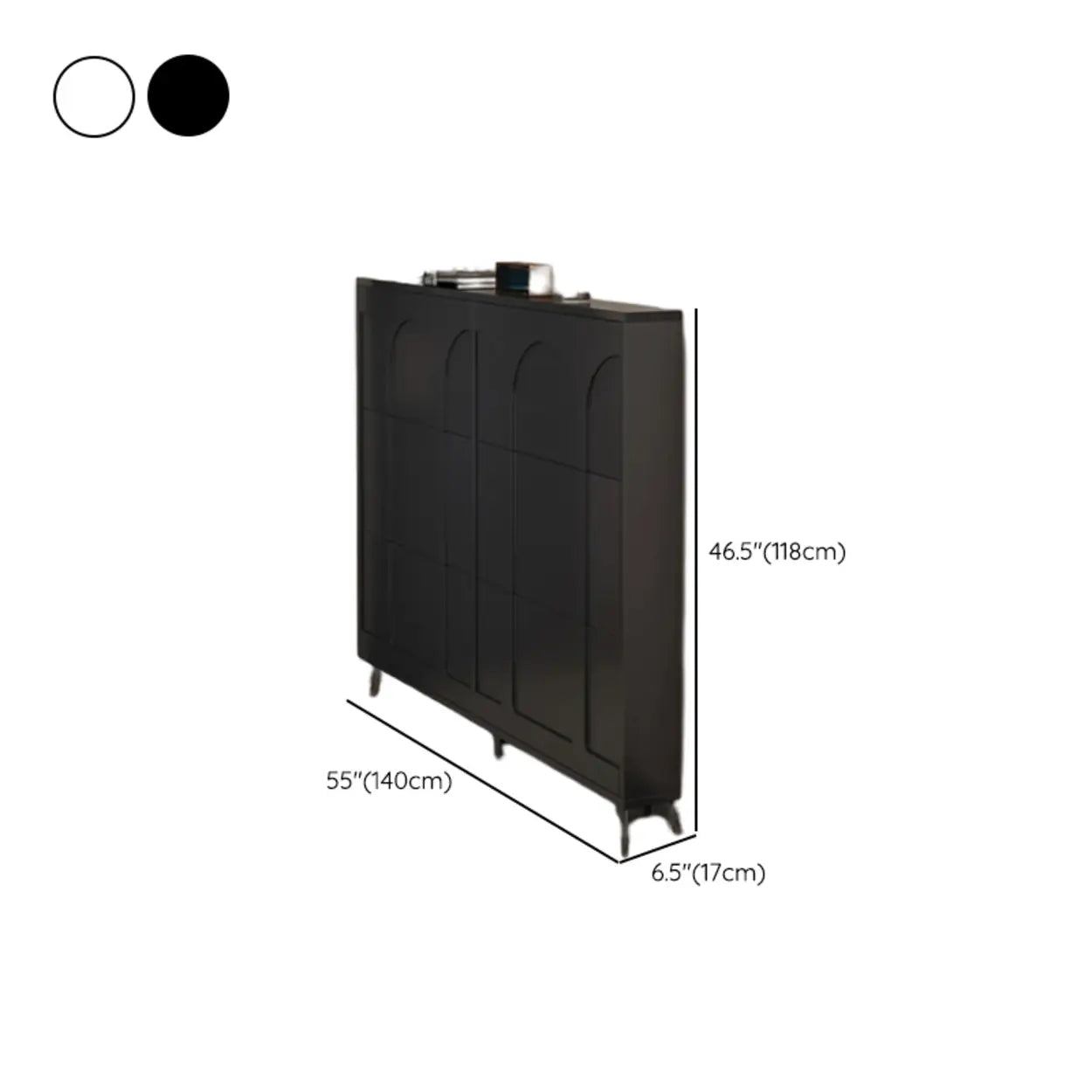 Modern Rectangular Metal Black Shoe Cabinet