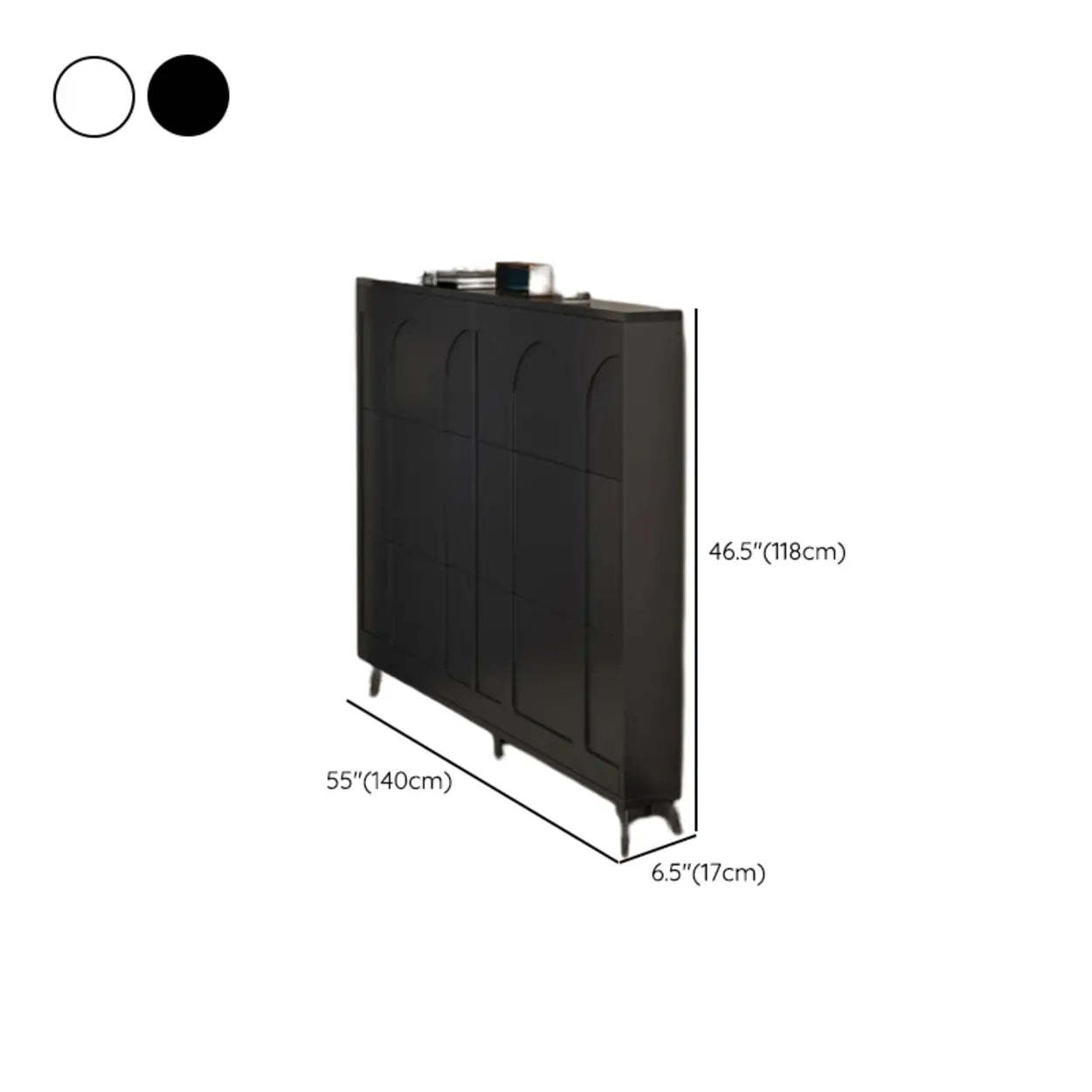 Modern Rectangular Metal Black Shoe Cabinet
