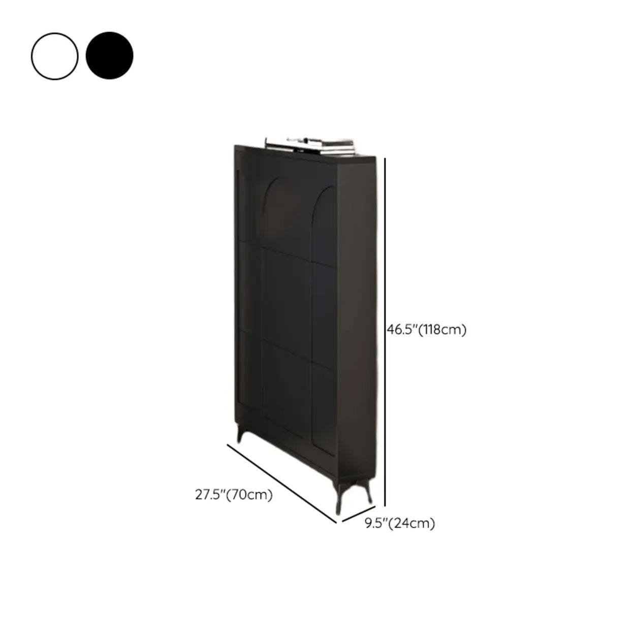 Modern Rectangular Metal Black Shoe Cabinet