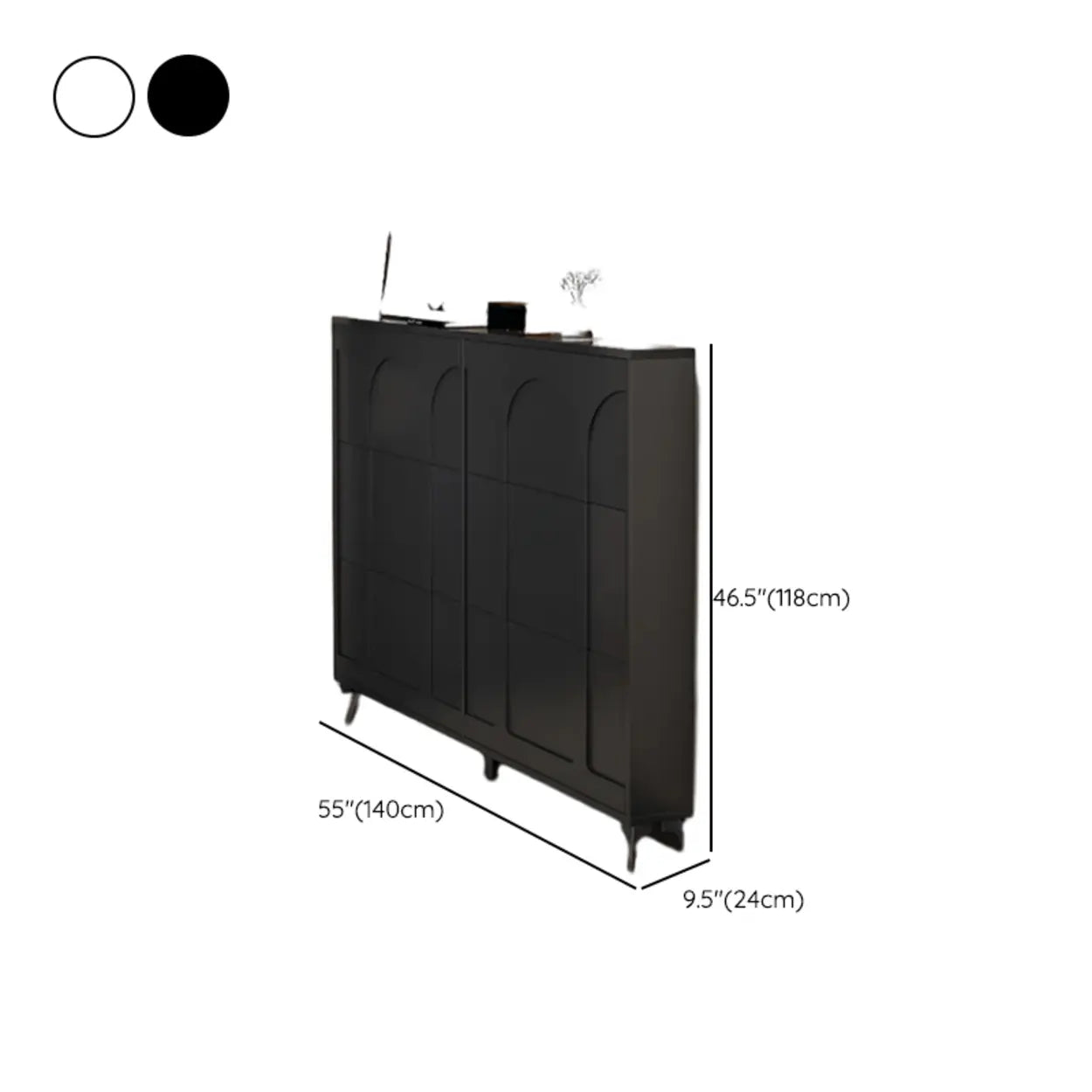 Modern Rectangular Metal Black Shoe Cabinet