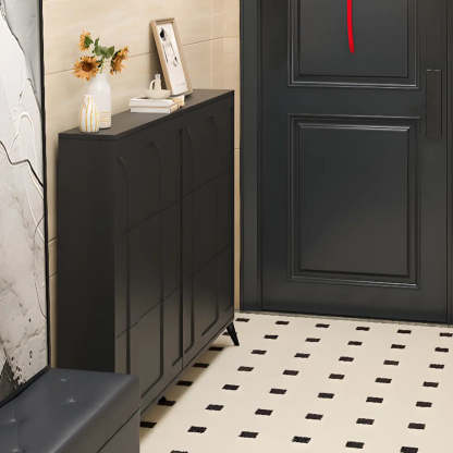 Modern Rectangular Metal Black Shoe Cabinet — Black