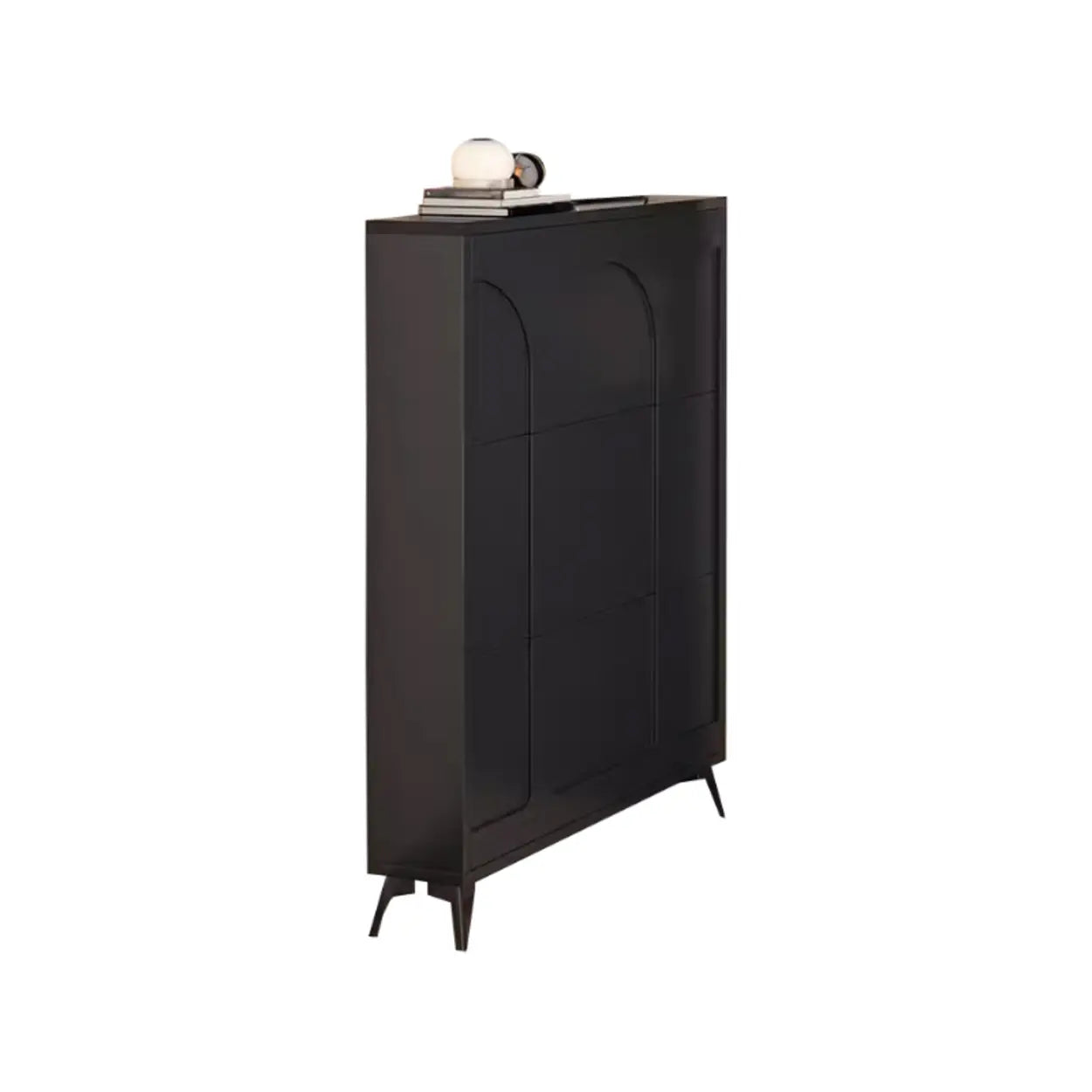 Modern Rectangular Metal Black Shoe Cabinet — Black
