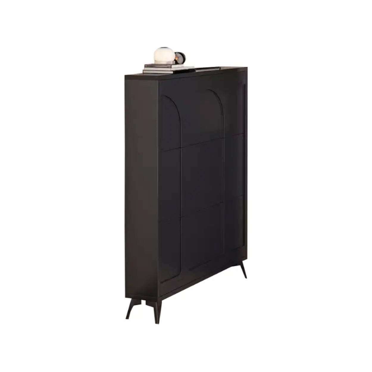 Modern Rectangular Metal Black Shoe Cabinet — Black