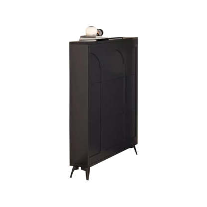 Modern Rectangular Metal Black Shoe Cabinet — Black