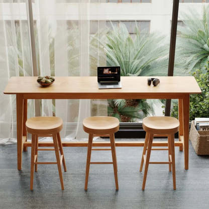 Rectangular Wood Bar Table with Footrest