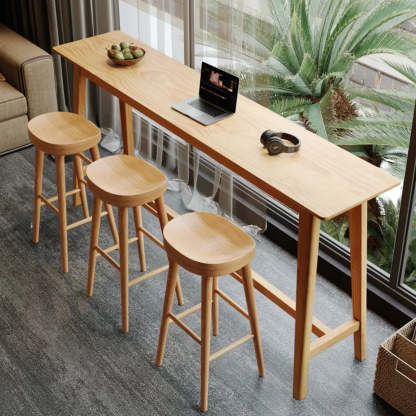 Rectangular Wood Bar Table with Footrest