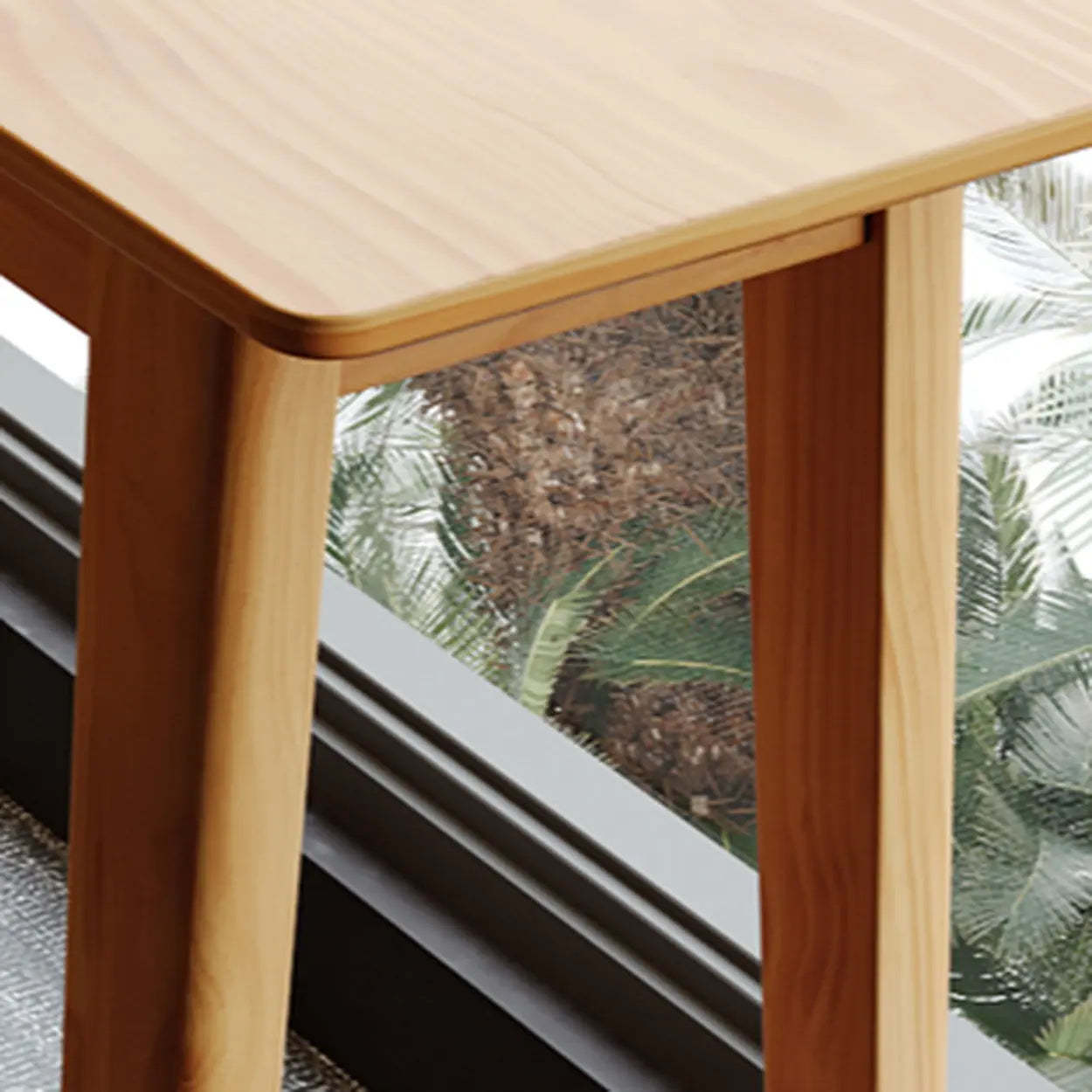 Rectangular Wood Bar Table with Footrest