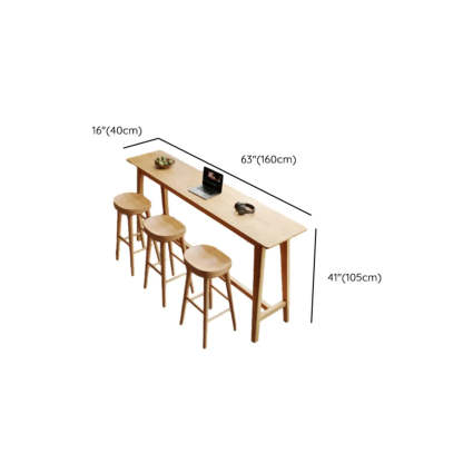 Rectangular Wood Bar Table with Footrest
