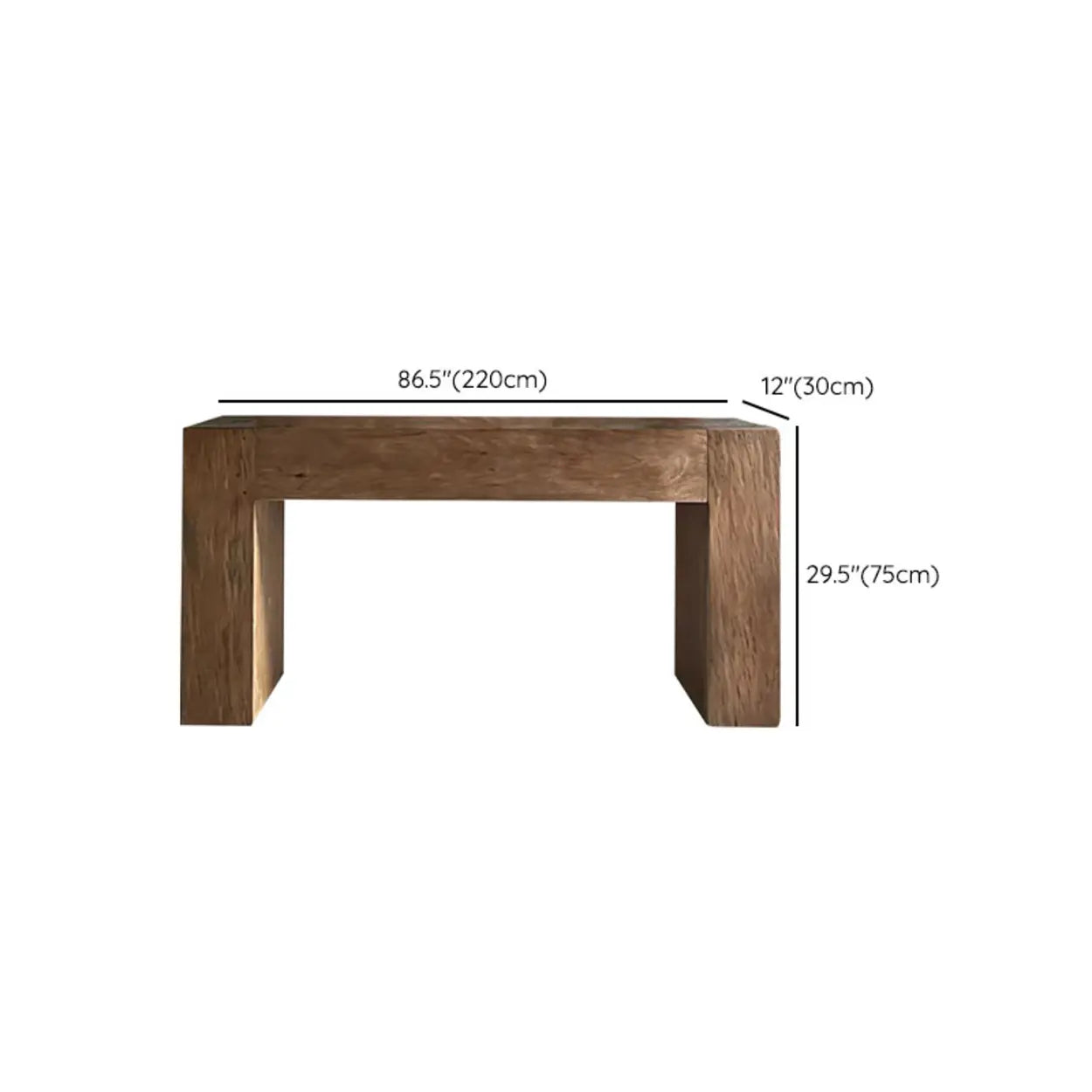 Modern Rectangular Pine Sled-Base Console Table