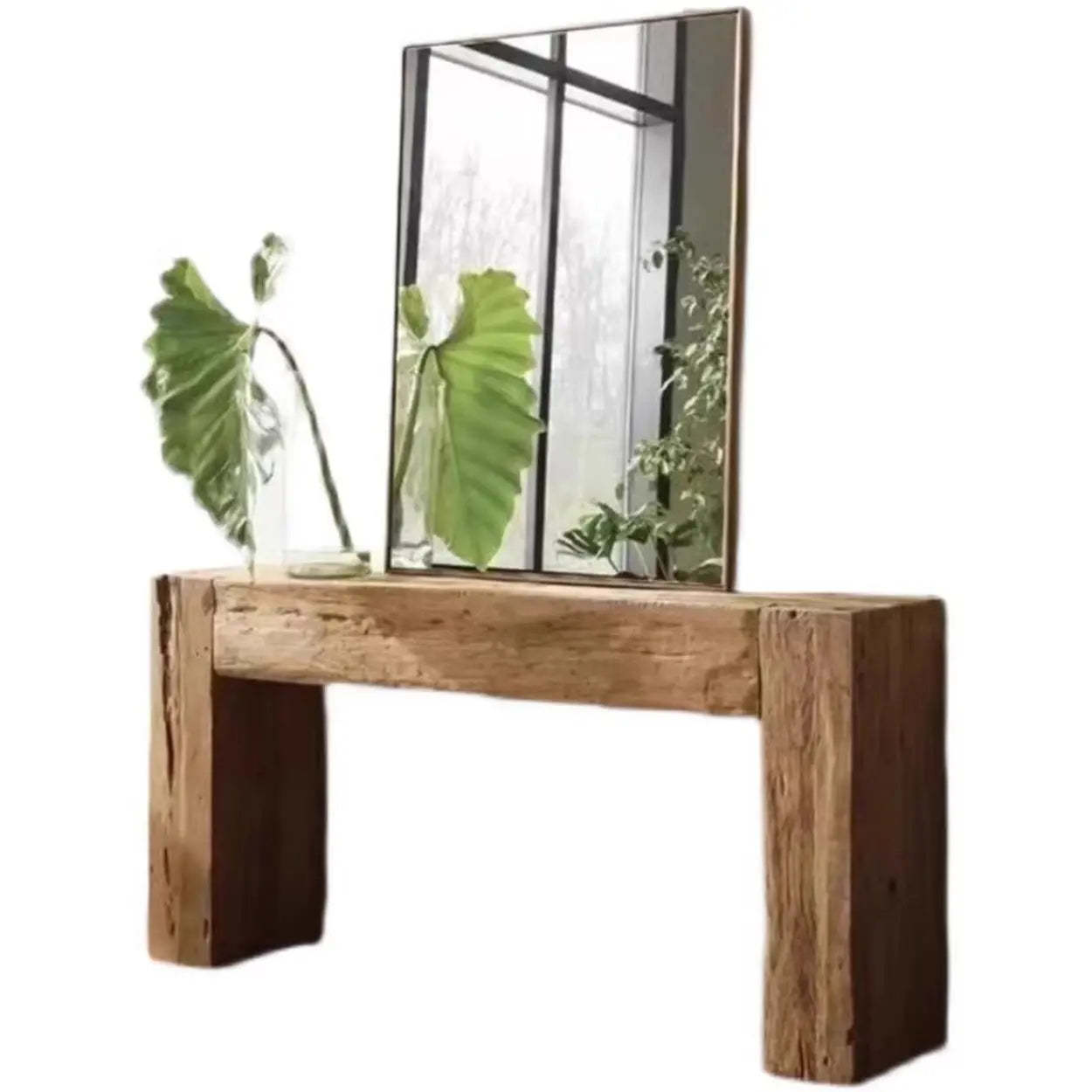 Modern Rectangular Pine Sled-Base Console Table