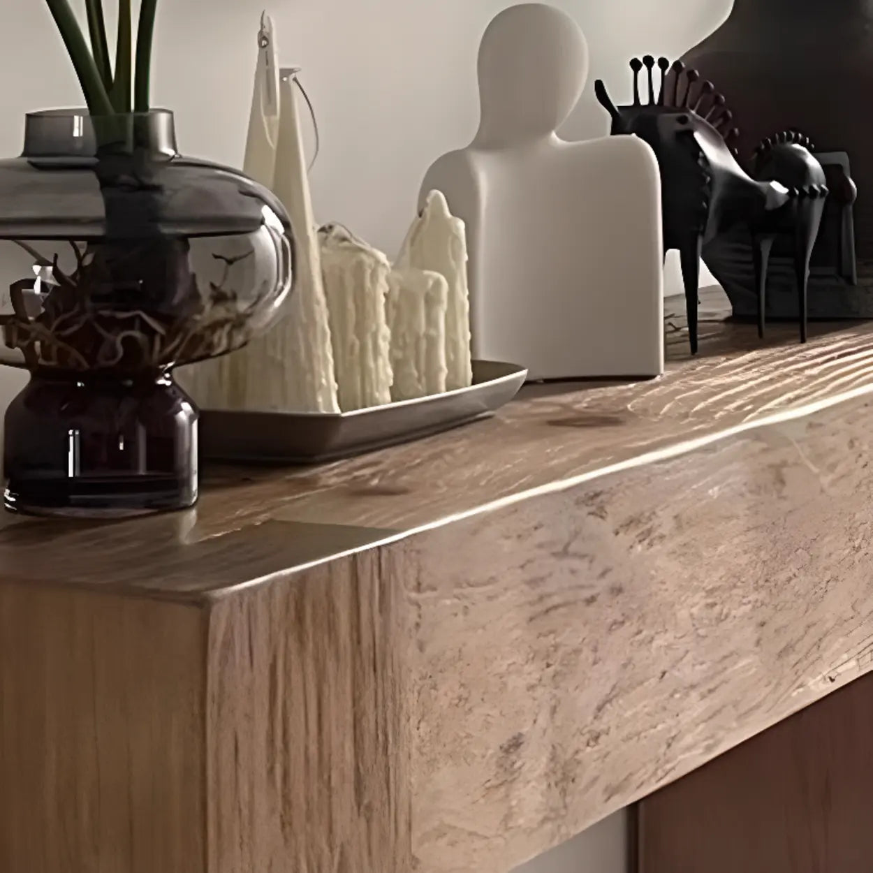 Modern Rectangular Pine Sled-Base Console Table