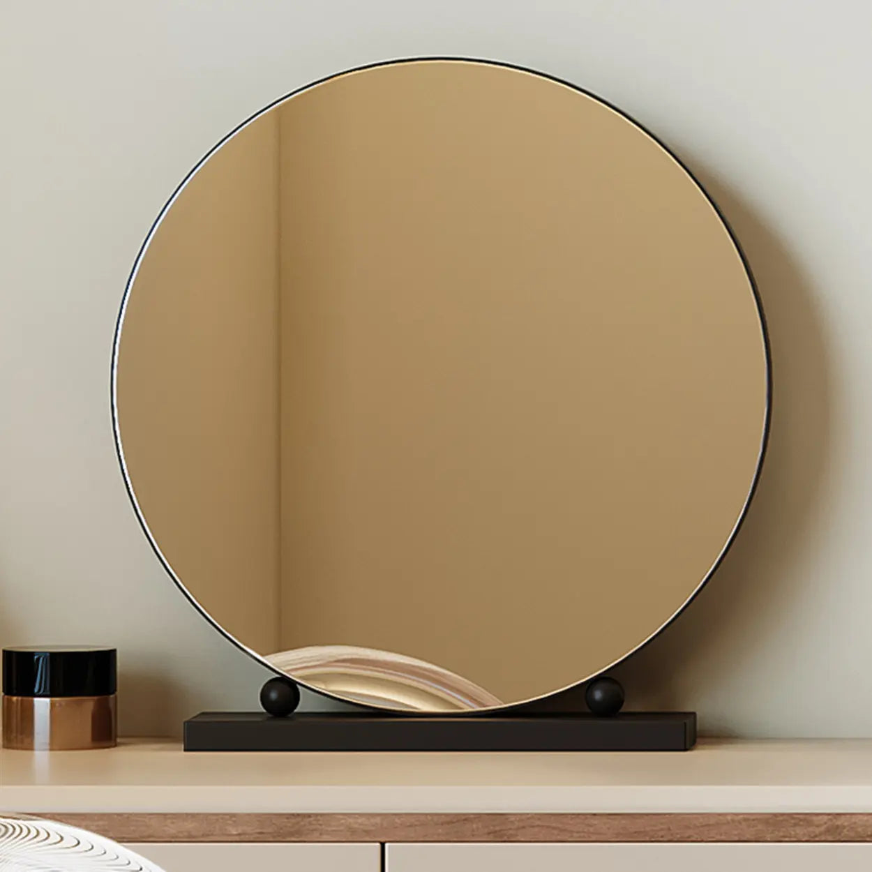 Modern Rectangular Polymer Gray Mirror Makeup Vanity